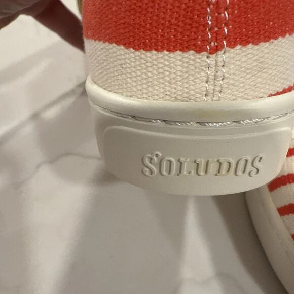 Soludos Marin Striped Sneaker Poppy Red Size 7 Woven Lace Up Ortholite Footbed - Picture 8 of 11